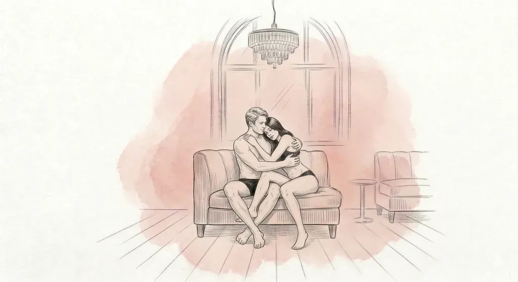 Professional portrait of an actress on a safe film set, symbolizing absolute control and real consent at Insinúas Studio.